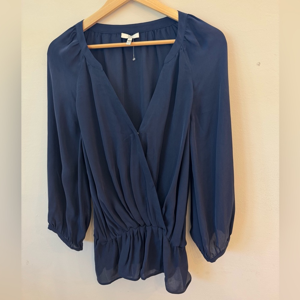 Joie 100% Silk Blouse  - Navy Blue - Large